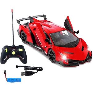 Raudonas nuotoliniu būdu valdomas sportinis automobilis HollaKids