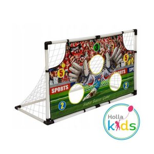 Treniruočių tipo sulankstomi futbolo vartai HollaKids su taiklumo siena ir kamuoliu